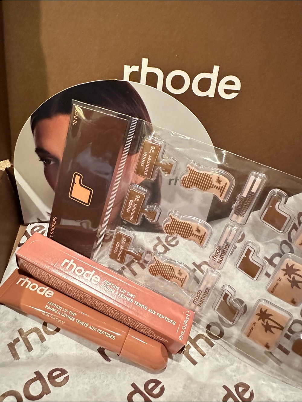 RHODE Colada Peptide Lip Tint balm + Puffy Sticker Stickers Sold out! New in Box - Picture 1 of 4